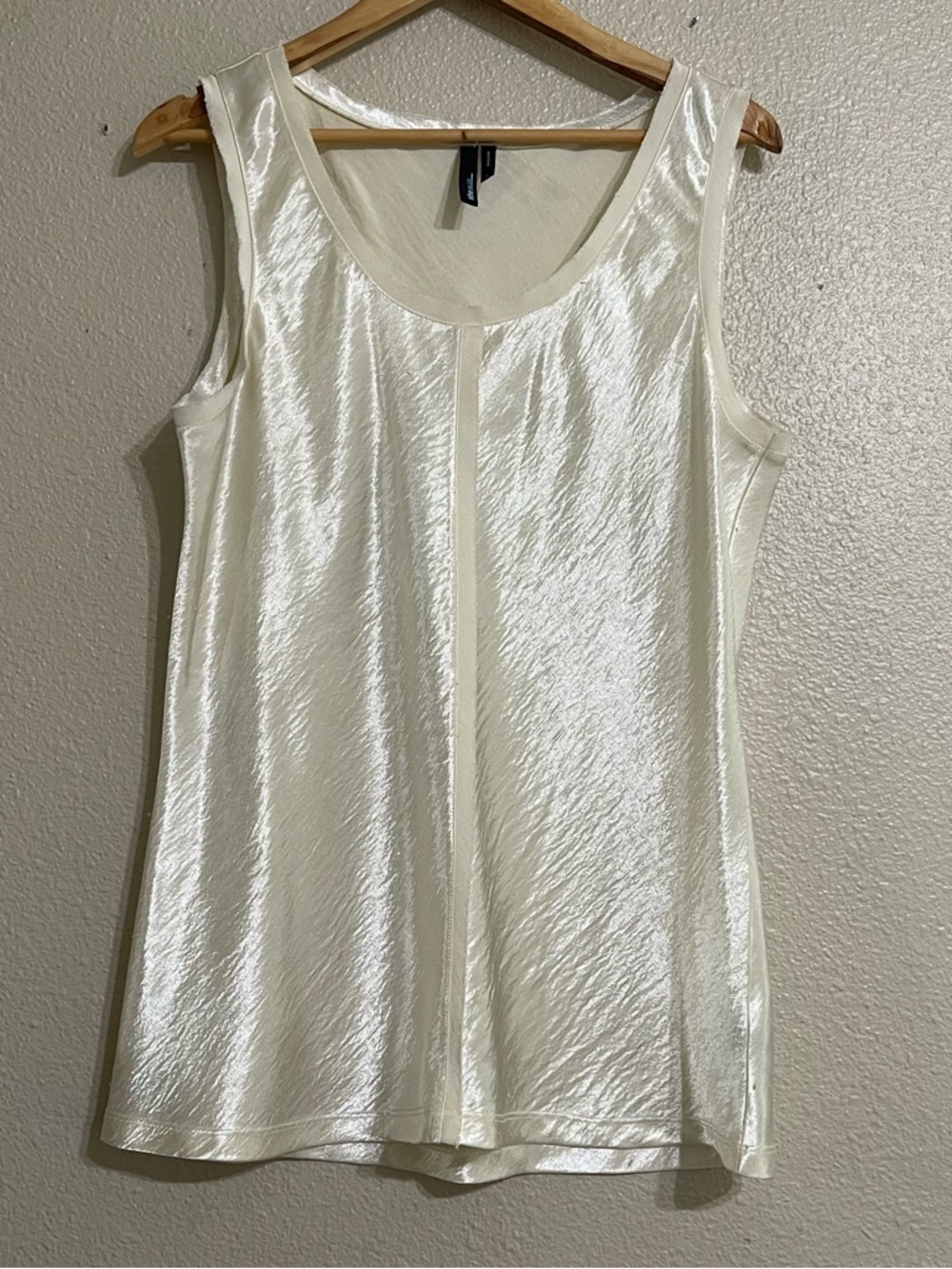 She Said Satin-Effect Ivory Tank Top - Women’s Sleeveless Shell View 2